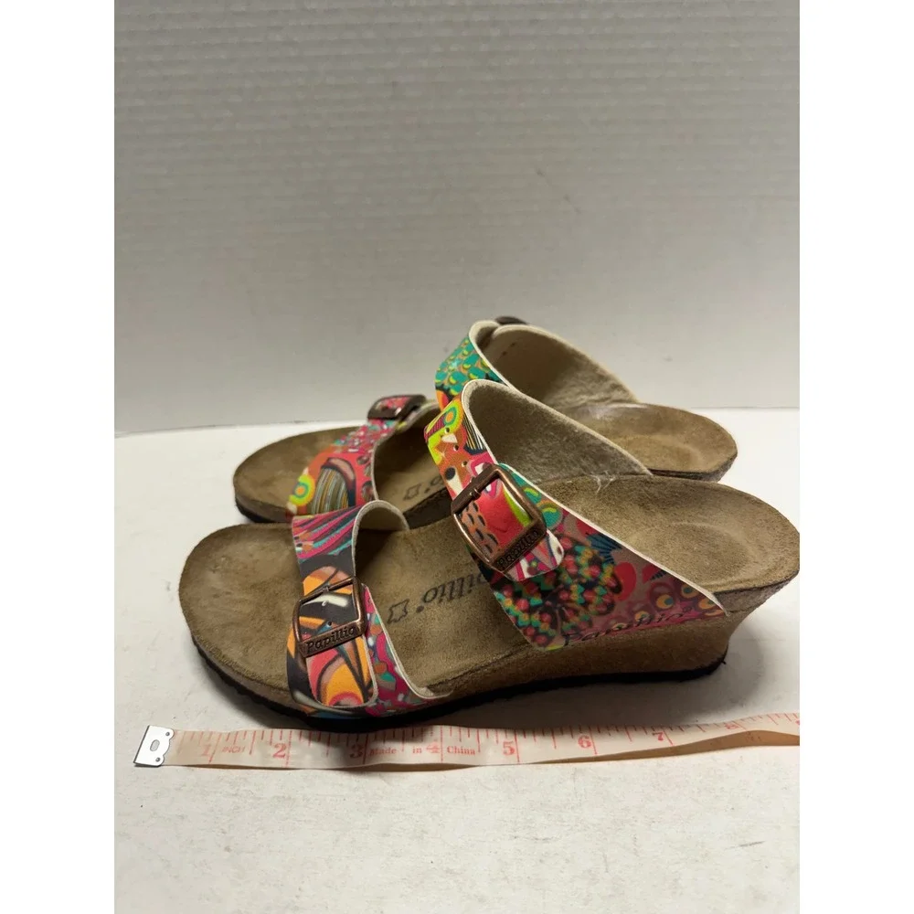 Papillio Birkenstock Multi Color Abstract Print Wedge Sandals Size 36 L5 M4
